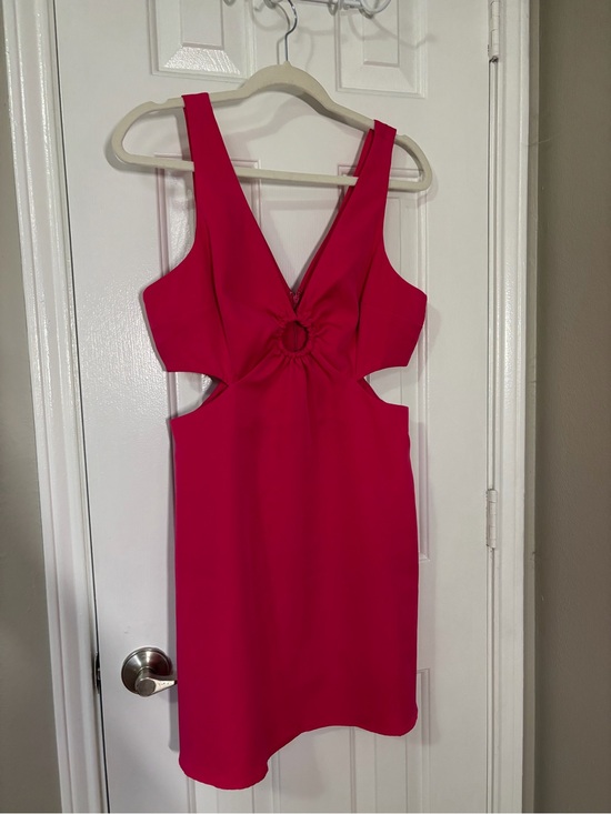Lush Dresses & Skirts - Lush Hot Pink Cutout Ring-Front Mini Dress